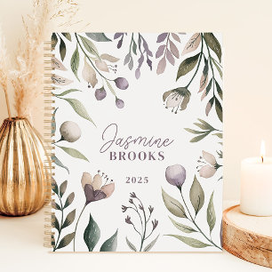 Agenda Acuarela floral terrosa 2025 nombre personalizado