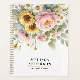 Agenda acuarela floral y follaje Moderno elegante