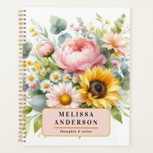 Agenda acuarela floral y follaje Moderno elegante