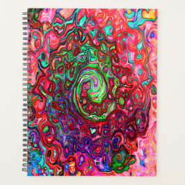 Agenda Acuarela Groovy Rojo Resumen Remoto Líquido Swirl