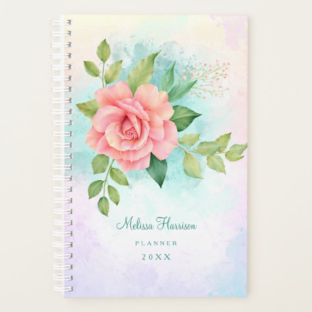 Agenda Acuarela Lilac Turquoise Ombre Rosa (Anverso)