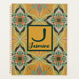 Agenda Acuarela Marroquí Floral Amarilla Personalizada