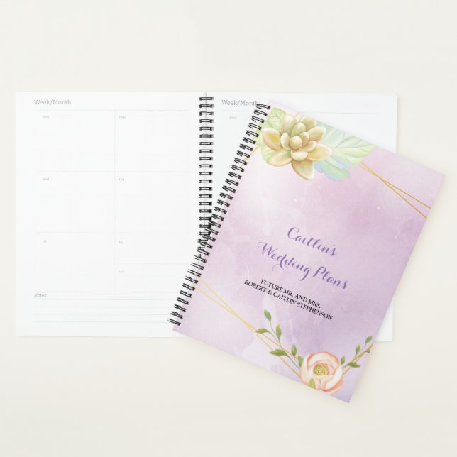 Agenda acuarela moda púrpura floral Planner de casamiento (Demostración)