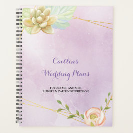 Agenda acuarela moda púrpura floral Planner de casamiento