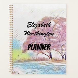 Agenda Acuarela moderna de árboles de colores pastel