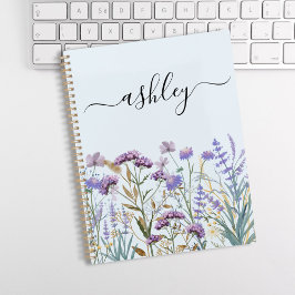 Agenda Acuarela Monogramada Purple Wildflower Meadow
