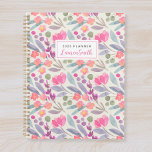 Agenda Acuarela morada floral<br><div class="desc">Ordenador portátil diseñado por personalizados que presenta un patrón floral color morado con un nombre personalizado.</div>