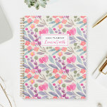 Agenda Acuarela morada floral<br><div class="desc">Ordenador portátil diseñado por personalizados que presenta un patrón floral color morado con un nombre personalizado.</div>