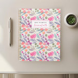 Agenda Acuarela morada floral<br><div class="desc">Ordenador portátil diseñado por personalizados que presenta un patrón floral color morado con un nombre personalizado.</div>