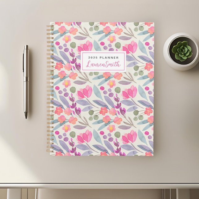 Agenda Acuarela morada floral (Subido por el creador)