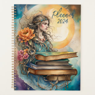 Agenda Acuarela Mujeres, Libros y Flores de Estilo Bohemi