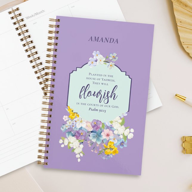 Agenda Acuarela Pastel Floral Biblia Verse Personalizado (Subido por el creador)