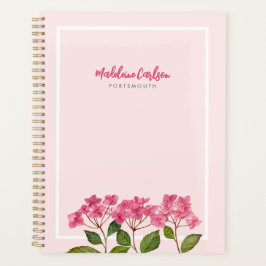 Agenda Acuarela Pink Hydrangea Lacecaps Ilustracion