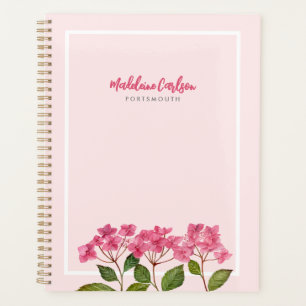 Agenda Acuarela Pink Hydrangea Lacecaps Ilustracion