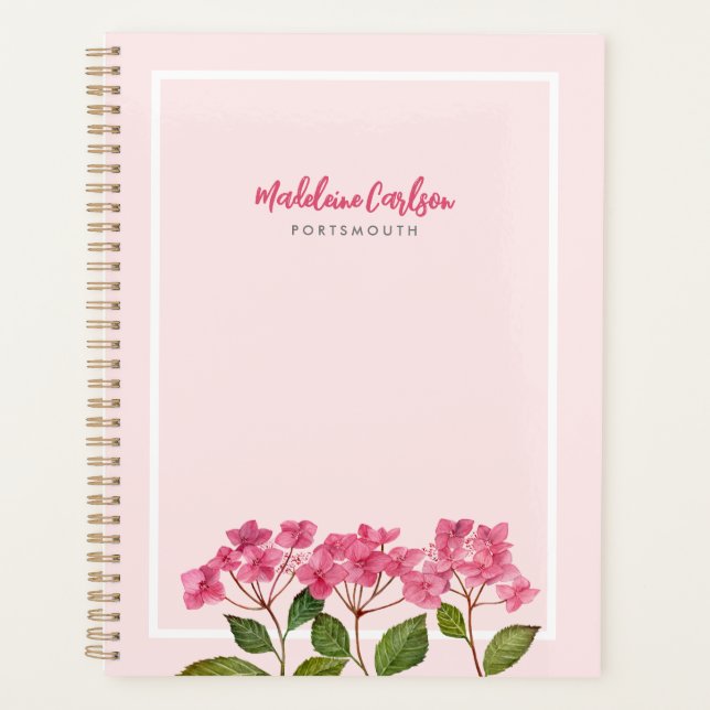 Agenda Acuarela Pink Hydrangea Lacecaps Ilustracion (Anverso)