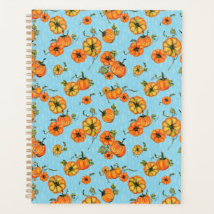Agenda Acuarela Pintoresca Calabazas de Otoño Naranja/Azu