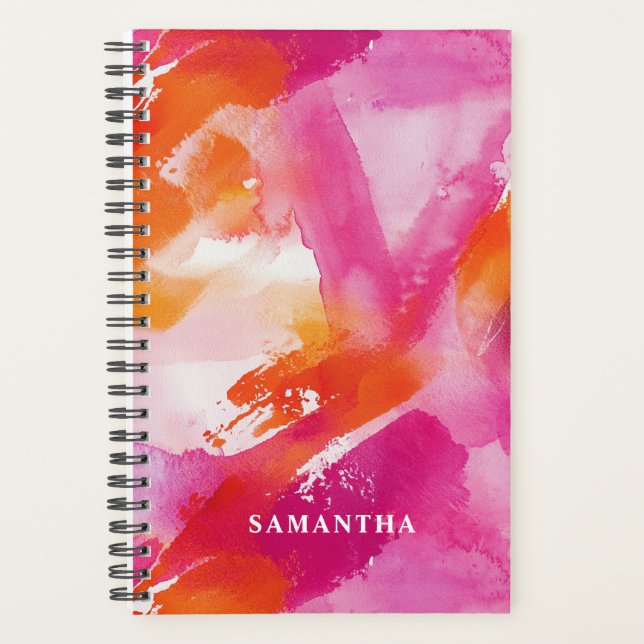 Agenda Acuarela Rosa Naranja  (Anverso)