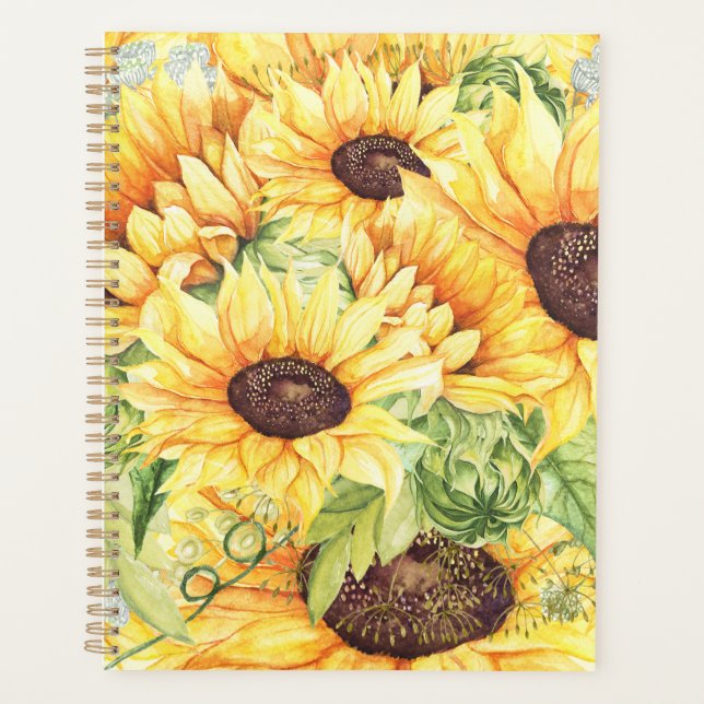 Agenda Acuarela Yellow Sunflowers Greeneration (Anverso)