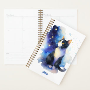 Agenda Adorable Ilustracion acuático de gato de Tuxedo