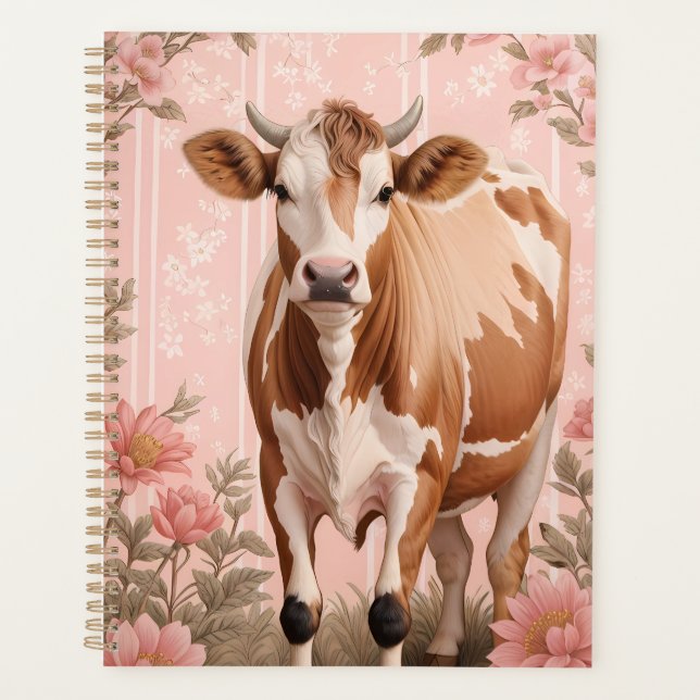 Agenda Adorable Jersey Vaca Floral Rosa (Anverso)