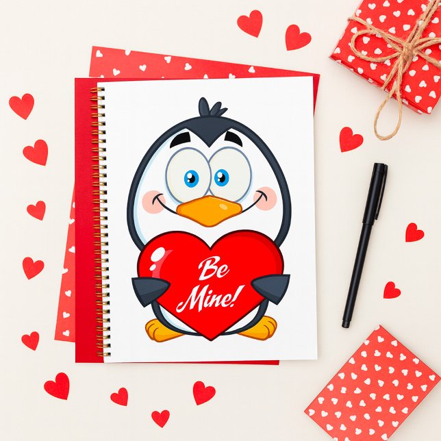 Agenda Adorable Penguin Holding Be Mine Heart (Subido por el creador)