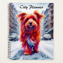 Agenda Adorable perro callejero en helado paisaje de invi