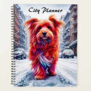 Agenda Adorable perro callejero en helado paisaje de invi
