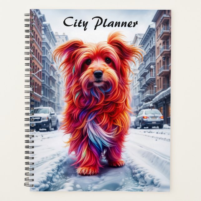 Agenda Adorable perro callejero en helado paisaje de invi (Anverso)