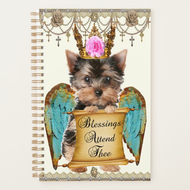 Agenda Adorable Shabby Chic Yorkie Angel Puppy Dog (Anverso)