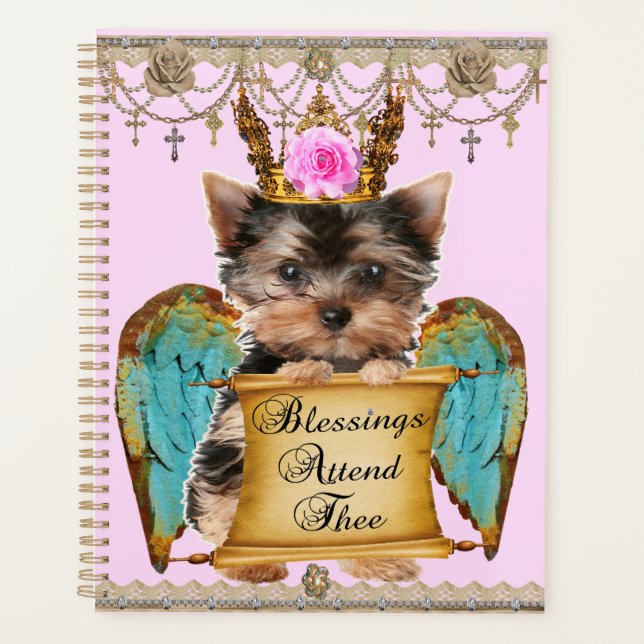 Agenda Adorable Shabby Chic Yorkie Angel Puppy Dog (Anverso)