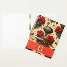 Agenda Aeronave personalizada Steampunk con Poinsettia