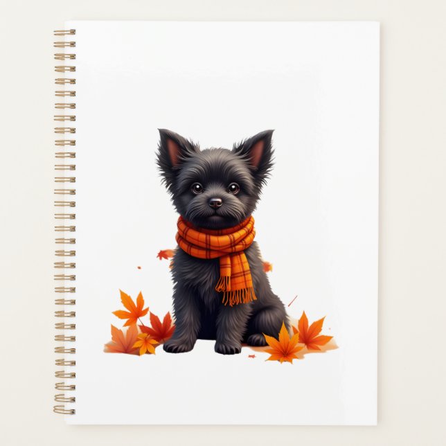 Agenda Affenpinscher With Heart Made Of Autumn Leaves (Anverso)
