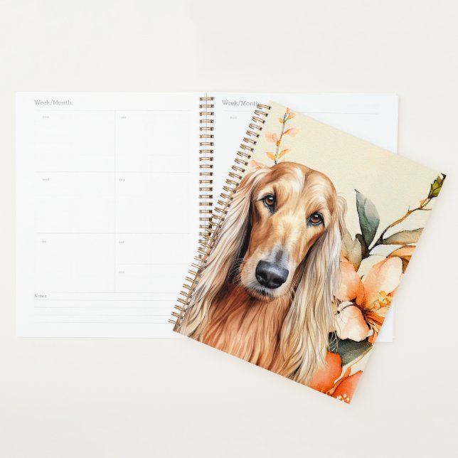 Agenda Afghan Hound Dog and Peach Lilies (Demostración)