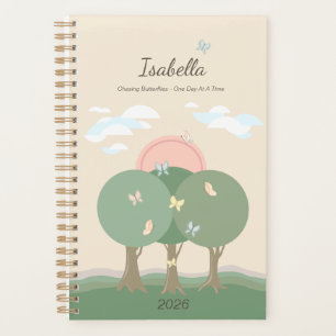 Agenda Afirmación de mariposa personalizada pastel