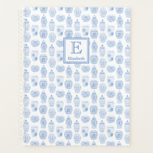 Agenda Afirmaciones Elegantes En Blanco Y Azul Preppy