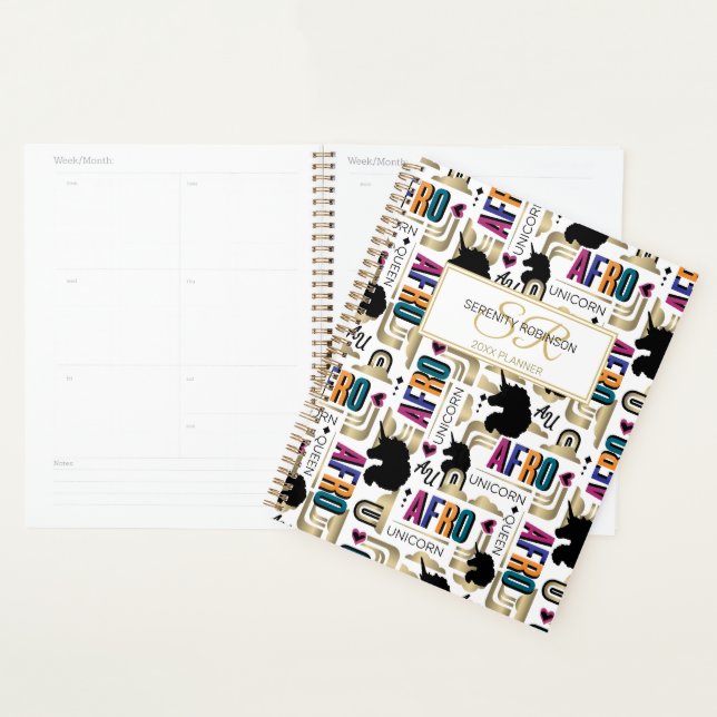 Agenda Afro Unicorn Bold Pattern (Demostración)