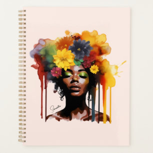 Agenda Afroamericana con pelo floral afro