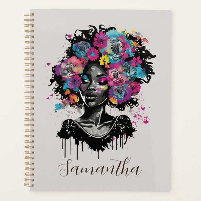 Agenda Afromujer con clase floral (Anverso)
