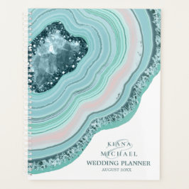 Agenda Agate Geode Purpurina Planes Boda ID647 Verde azul