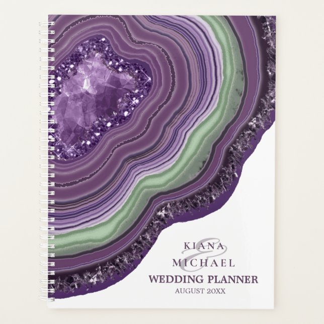 Agenda Agate Geode Purpurina Planes Boda Violet ID647 (Anverso)