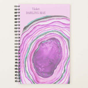 Agenda Agate Geode Watercolor Slice - Púrpura de Aqua Ro