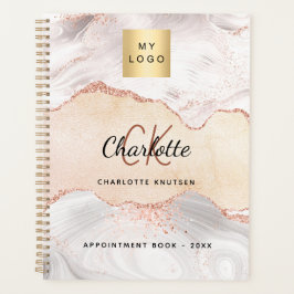 Agenda Agate rosa oro monograma negocios 2025