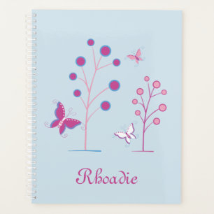 Agenda Agradable mariposa azul y púrpura