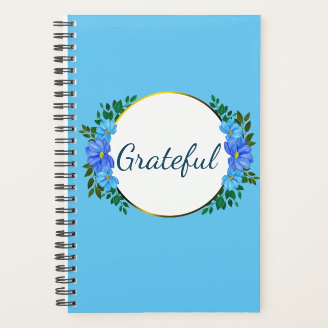 Agenda "Agradecimiento" Dé las gracias Floral azul de Zin (Anverso)