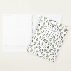 Agenda Agrega tu nombre Patrón Cute Alpaca y Cactus
