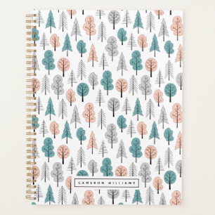 Agenda Agrega tu nombre Patrón de bosque de dibujos an