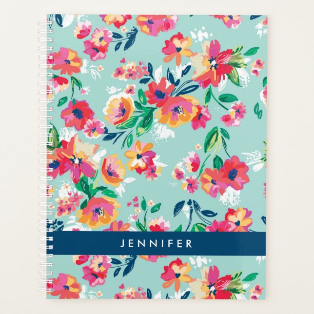 Agenda Agrega tu nombre | Patrón de flores pintadas (Anverso)