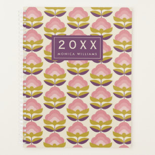 Agenda Agrega tu nombre Patrón floral rosa y morado re
