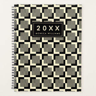 Agenda Agrega tu nombre   Patrón Retro Negro y Tan