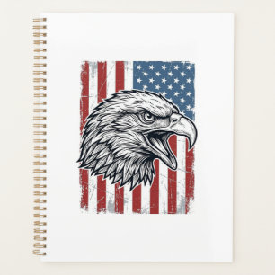 Agenda Águila Patriótica Bandera Americana Grabado Vintag